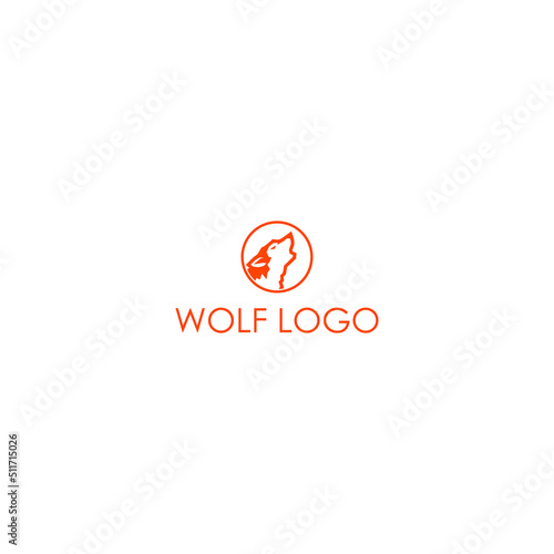 simple wolf with circle logo vector