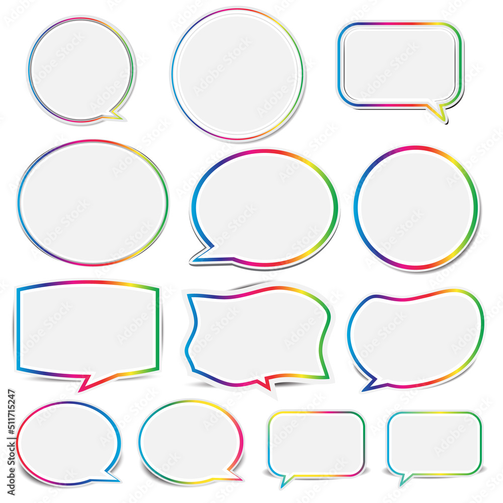 Speech banner label with rainbow border Speech banner label with rainbow border