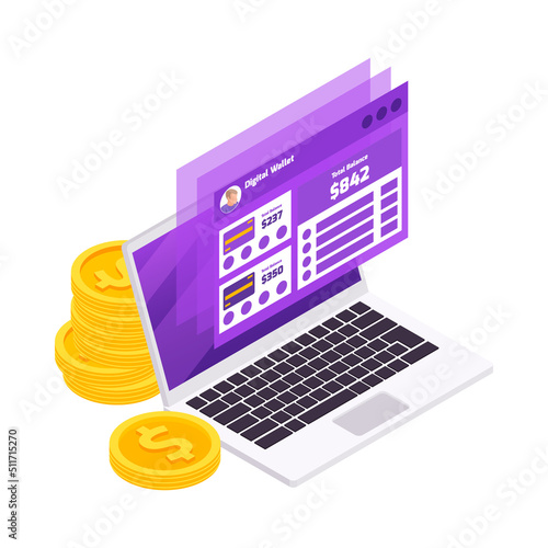 Digital Wallet Laptop Composition