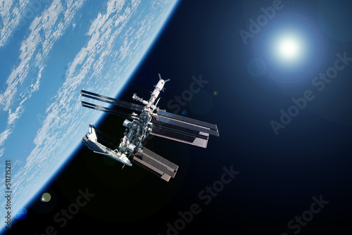 Fototapeta Naklejka Na Ścianę i Meble -  Iss over the planet Earth. Elements of this image furnished by NASA