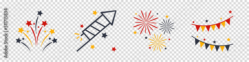 Fotótapéta Firework Icons For Festival, Event, Celebration And Party - Colorful Vector Illu