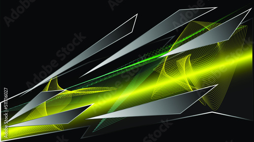 Geometric line art of car sticker stripes. Mock up on black paint