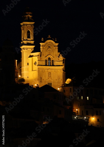 Medieval village of Cervo (San Bartolomeo al Mare-Imperia-Italy.) Cervo is a delightful town on the western Ligurian Riviera, considered one of the most beautiful borgji in Italy. Seen from the beach 