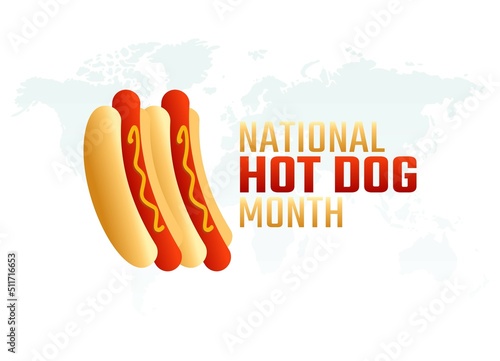 vector graphic of national hot dog month good for national hot dog month celebration. flat design. flyer design.flat illustration.