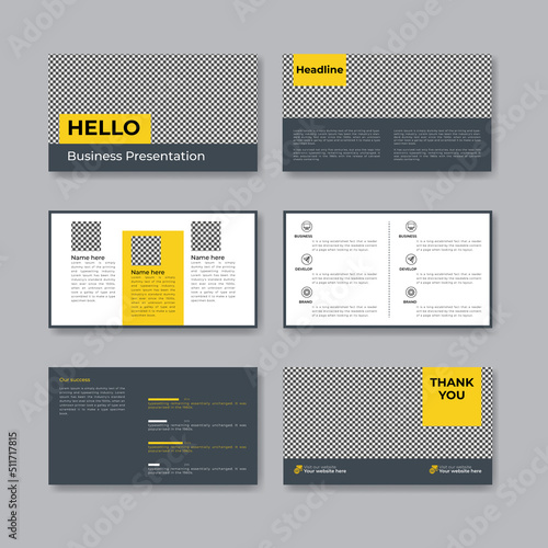 Powerpoint business presentation templates set. Use for modern keynote presentation background, brochure, website, slide, landing page, annual report, company profile, flyer, banner.