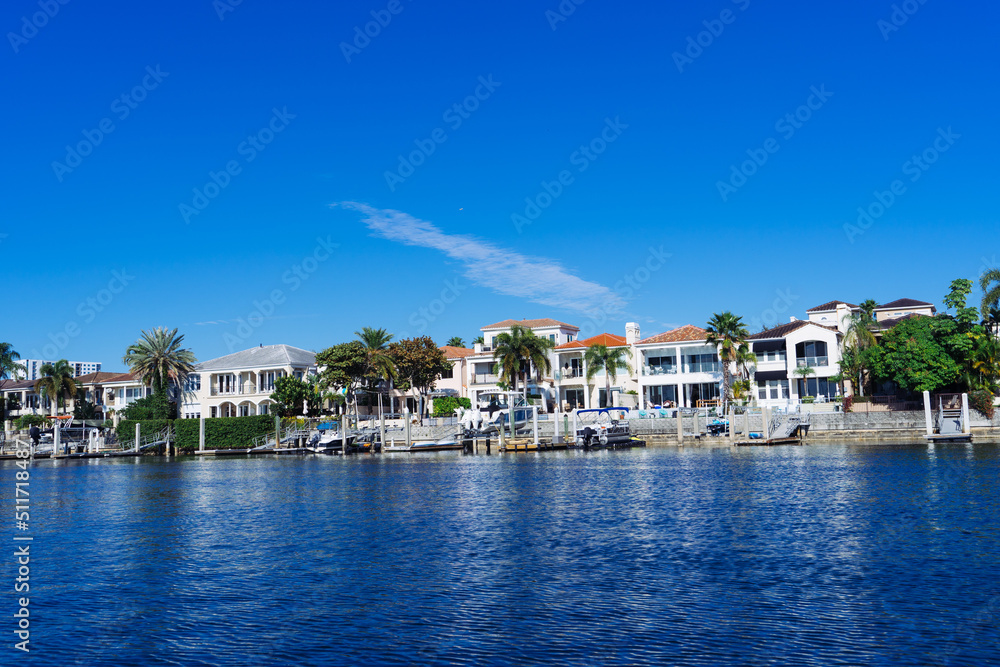 Beautiful Hillsborough River and waterfront building downtown in Tampa, Florida	
