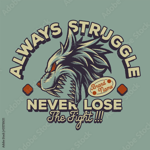 cartoon emblem of fierce wolf head with retro style