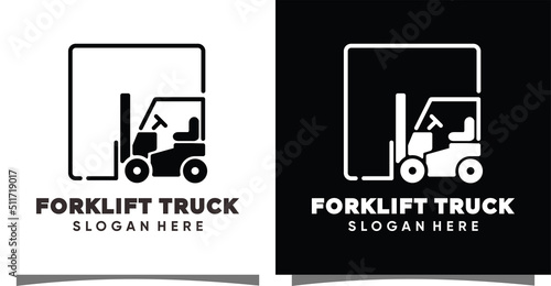 Forklift logo with creative modern syle Premium Vector