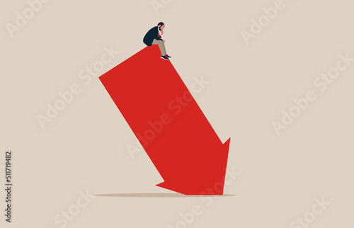 Business crisis or depression. Stock market crash. Depressive businessman with losses.