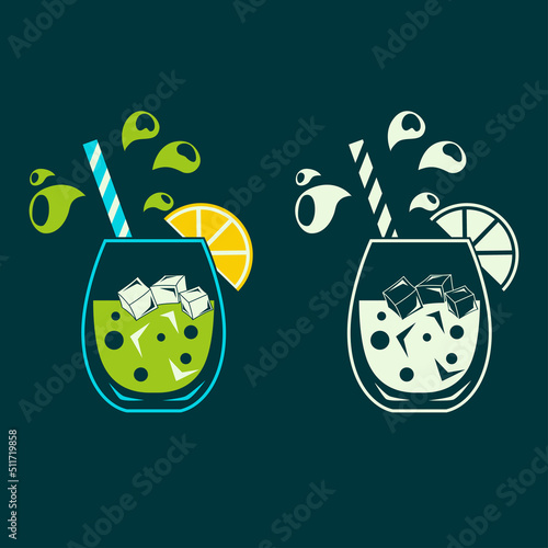 Lemonade icon in minimalistic flat style. Made in color and monochrome versions. Vector graphics