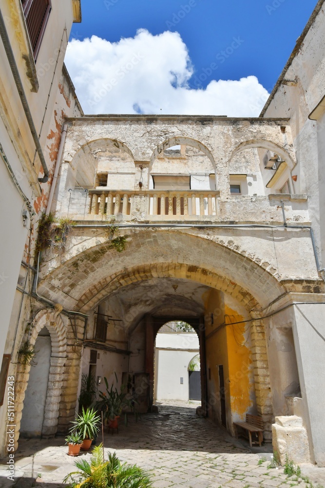 The facade of an house in Galatina, an old village in the province of Lecce in Italy.