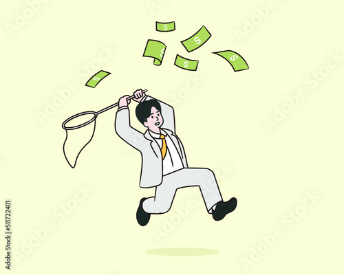 Business man chasing money
