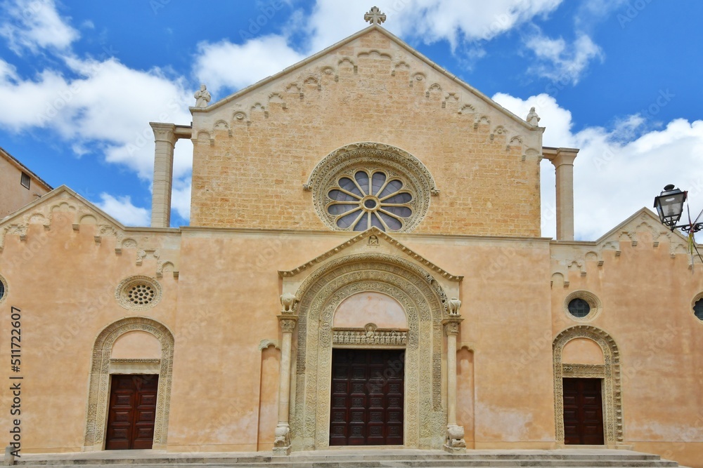 The facade of a church in Galatina, an old village in the province of Lecce in Italy.