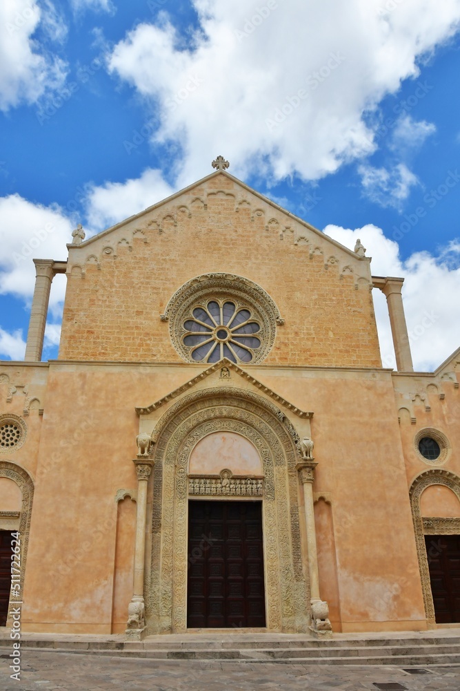 The facade of a church in Galatina, an old village in the province of Lecce in Italy.