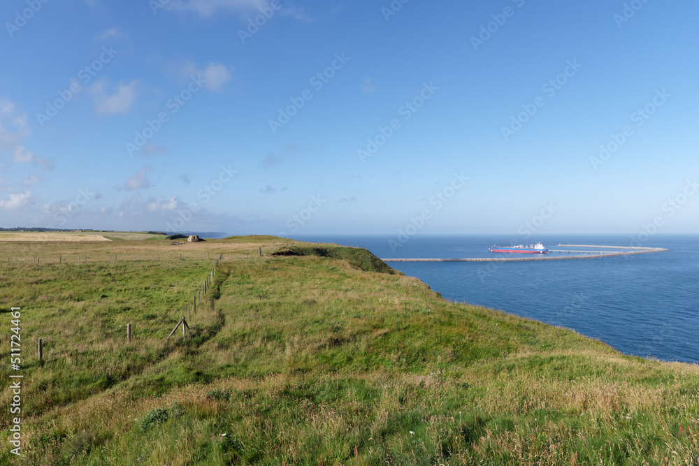 Coastal path on the cliffs of the Antifer cape	