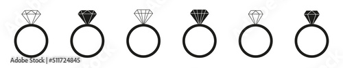 Diamond ring icons for your website design. Isolated on a white background. Vector illustration eps10