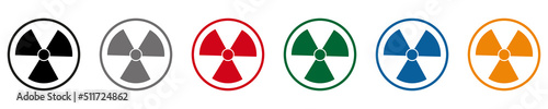 Nuclear sign. Isolated on a white background in different colors. Vector illustration eps10