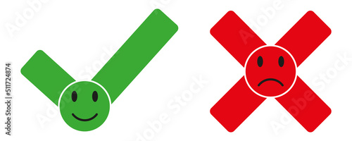 Teak and cross in the style of a smiley face. Made on a white background. In a flat style. Vector illustration eps10
