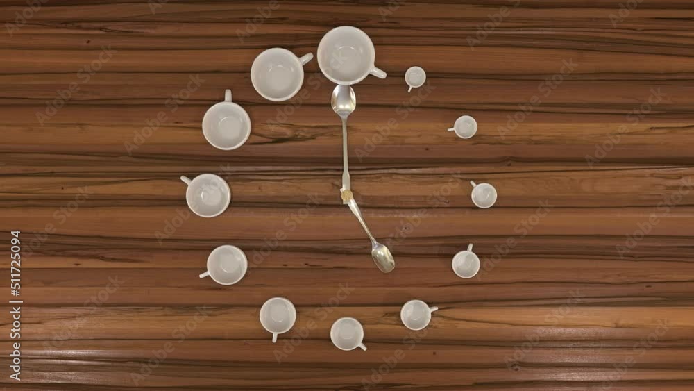Coffee/tea time clock. Stop motion animation of a stylized clock ...