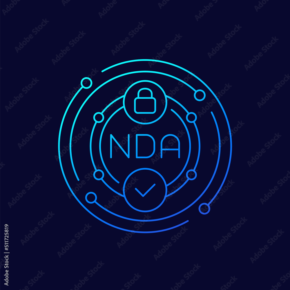 NDA icon, Non disclosure agreement linear vector NDA icon, Non disclosure agreement linear vector