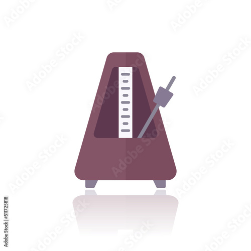 metronome with a pendulum icon, flat vector