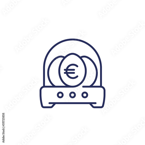 business incubator line icon with euro
