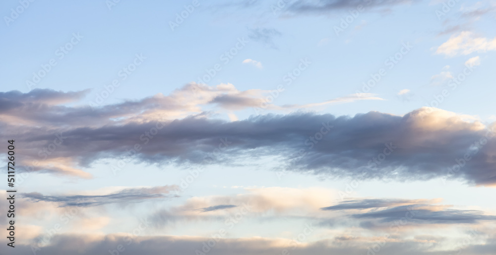 Naklejka premium View of Cloudscape during a colorful sunset or sunrise. Taken on the West Coast of British Columbia, Canada. Nature Background