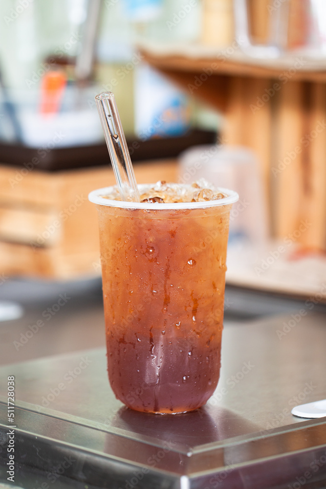 Lemon Thai tea with tea leaf Lemon Thai tea with tea leaf