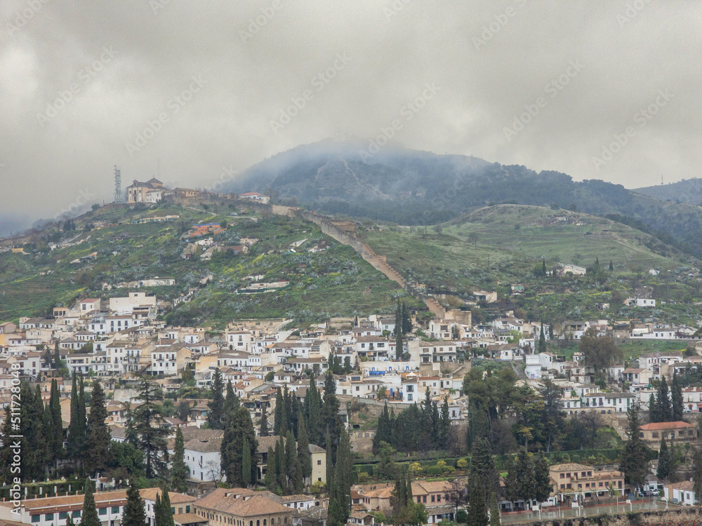 View of part of the pretty city of Granada from the Alhambra