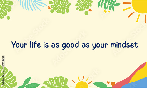 Wallpaper Mural Editable modern banner poster. Blue, red and yellow colors with a natural foliage theme. Torontodigital.ca