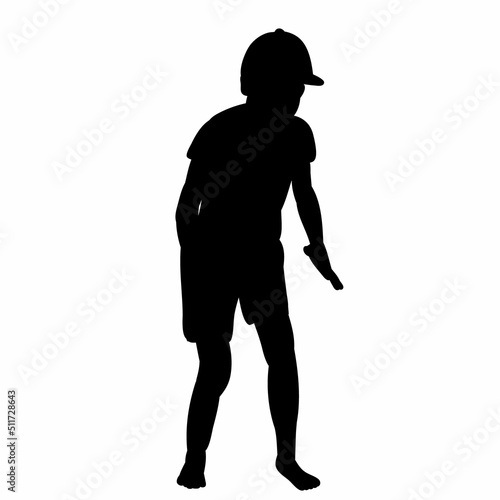 child, boy in a cap silhouette on a white background