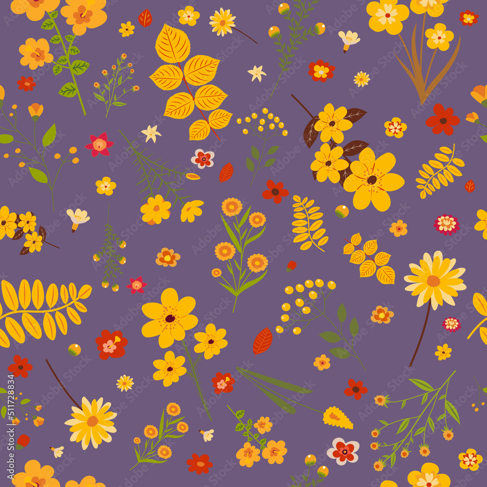 autumn seamless background, leaves, flowers, pattern, vector autumn seamless background, leaves, flowers, pattern, vector