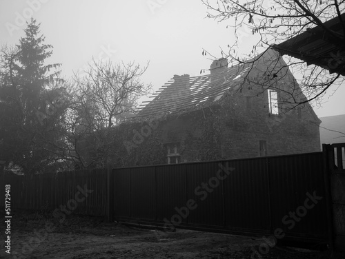 Old, abandoned house without roof