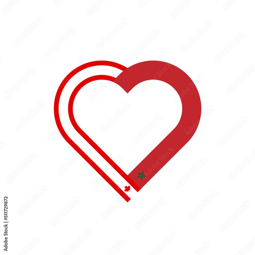 unity concept. heart ribbon icon of canada and morocco flags. vector illustration isolated on white background unity concept. heart ribbon icon of canada and morocco flags. vector illustration isolated on white background
