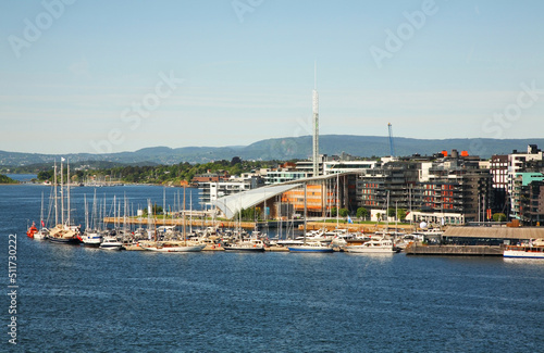 Pipervika bay and Astrup Fearnley museum of modern Art in Oslo. Norway photo