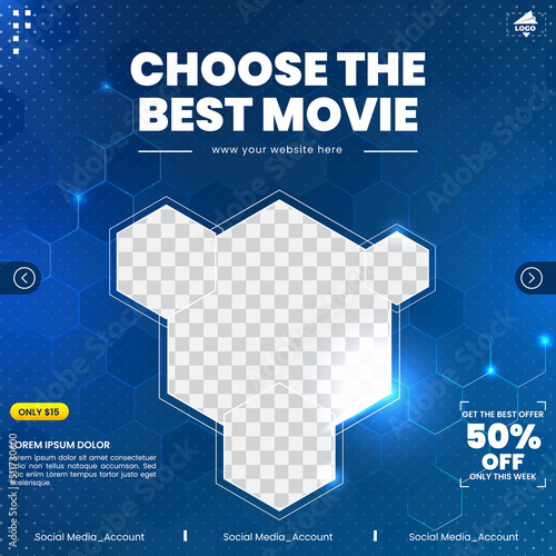 Movie collection square flyer template design