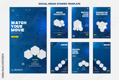 Social media stories template movie collection