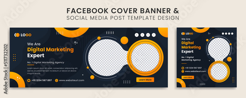 digital marketing cover banner and social media post template design