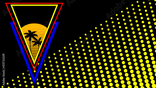 summer palms silhouette hawaii background postal colorful illustration retro style in vector format