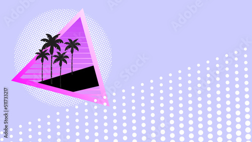 summer palms hawaii background postal colorful illustration retro style in vector format
