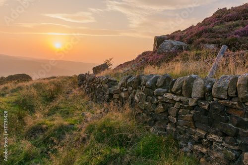 Curbar Edge, Curbar, sunset, Peak District National Park, England, UK