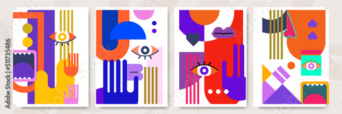 Abstract pop art collage surrealism face design vector illustration. Designed for NFT, token, wallpaper, poster, crypto, punk, aesthetic poster. NFT token in crypto artwork for blockchain digital art