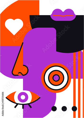 Abstract pop art collage surrealism face design vector illustration. Designed for NFT  token  wallpaper  poster  crypto  punk  aesthetic poster. NFT token in crypto artwork for blockchain digital art