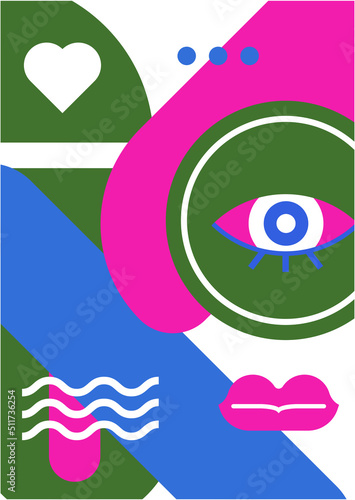 Abstract pop art collage surrealism face design vector illustration. Designed for NFT  token  wallpaper  poster  crypto  punk  aesthetic poster. NFT token in crypto artwork for blockchain digital art