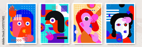 Abstract pop art collage surrealism face design vector illustration. Designed for NFT, token, wallpaper, poster, crypto, punk, aesthetic poster. NFT token in crypto artwork for blockchain digital art