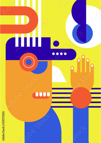 Abstract pop art collage surrealism face design vector illustration. Designed for NFT  token  wallpaper  poster  crypto  punk  aesthetic poster. NFT token in crypto artwork for blockchain digital art