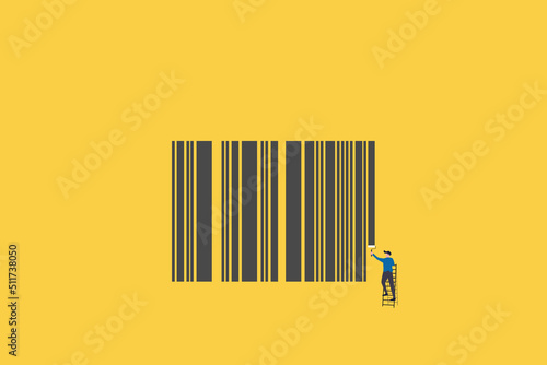 businessman drawing barcodes to Rebuild marketing strategy and create a new look for the company.