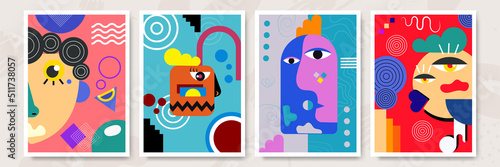 Abstract pop art collage surrealism face design vector illustration. Designed for NFT, token, wallpaper, poster, crypto, punk, aesthetic poster. NFT token in crypto artwork for blockchain digital art photo
