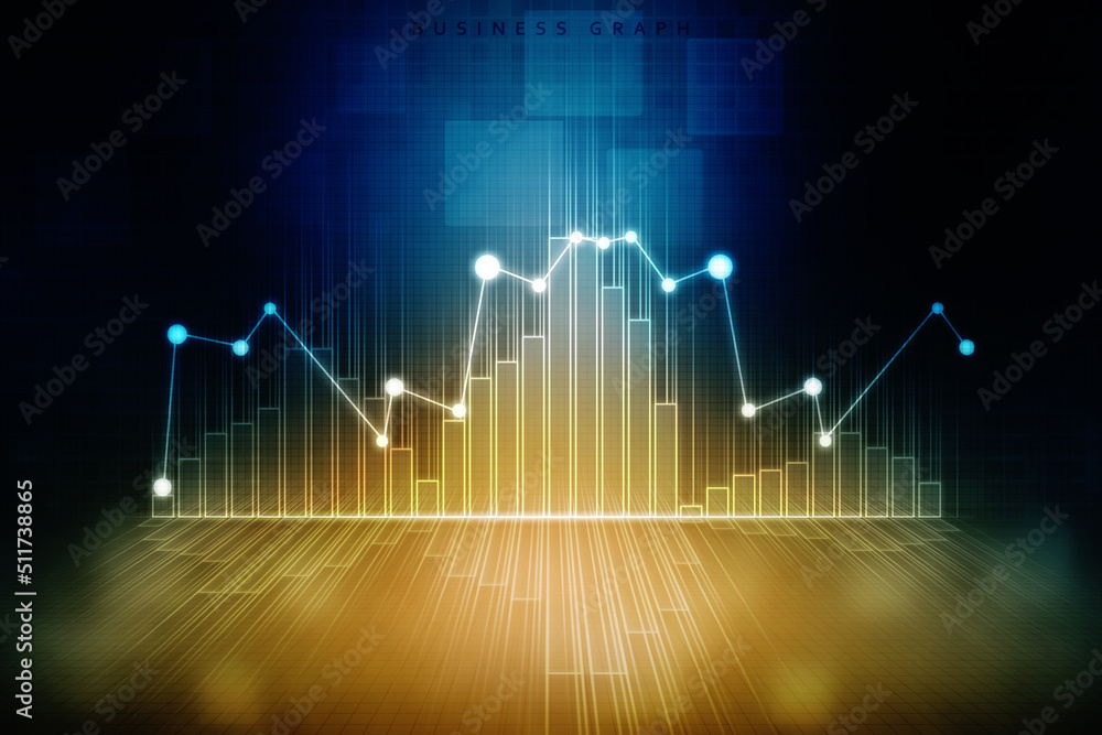 2d rendering Stock market online business concept. business Graph 