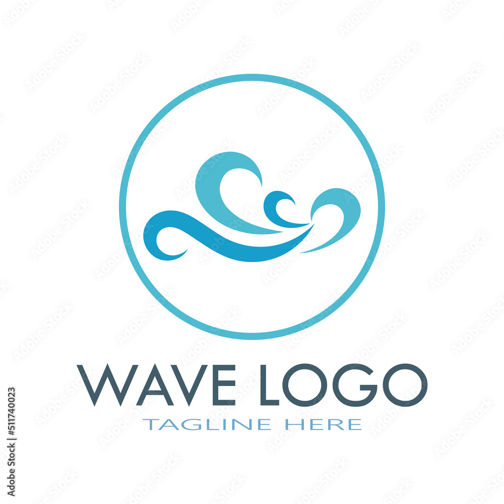 Fototapeta premium water wave logo design template icon vintage vector